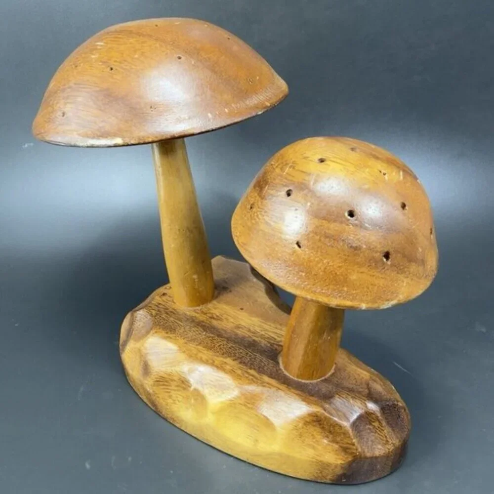 Vintage Monkey Pod Wood Large Wooden Mushroom Figurine‎ Decorative Hand Crafted